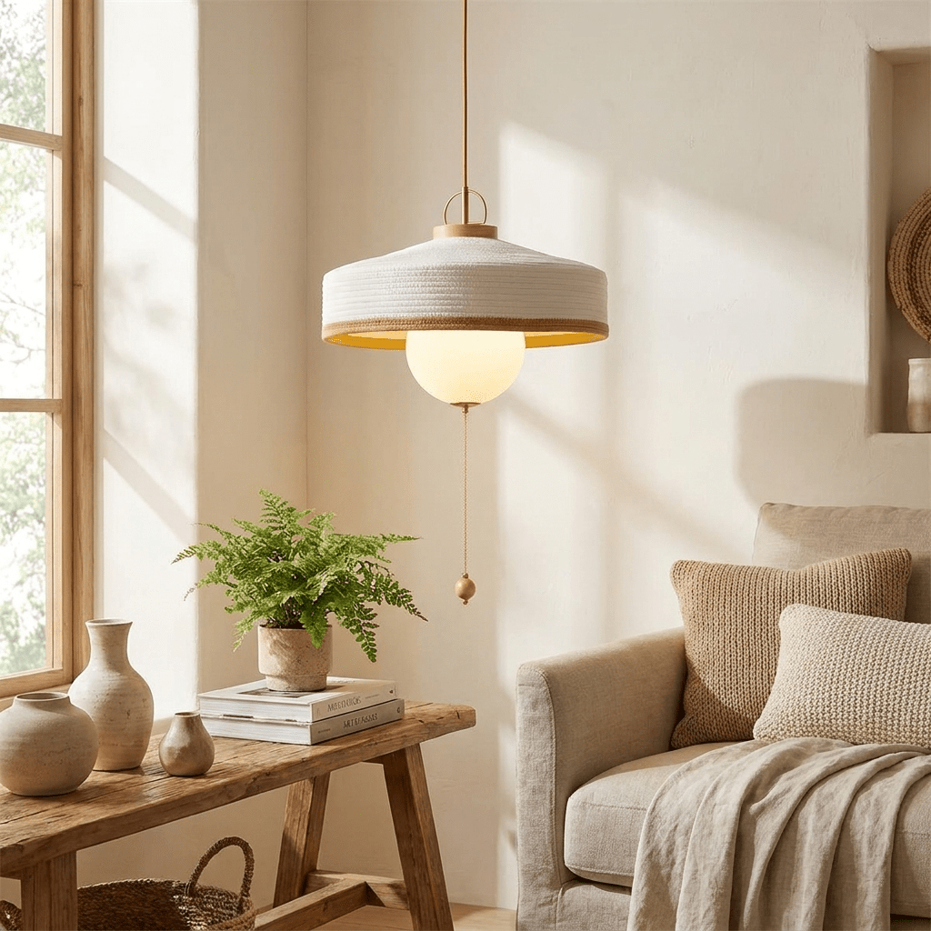 Woven Drum Globe Pendant Lamp