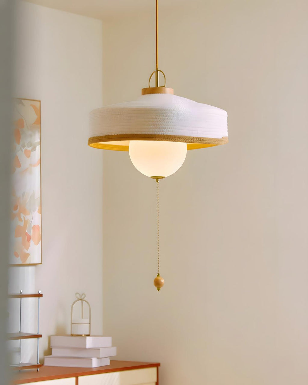 Woven Drum Globe Pendant Lamp