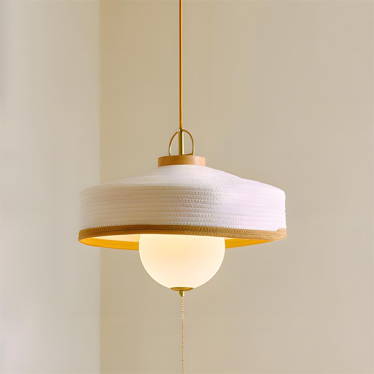 Woven Drum Globe Pendant Lamp
