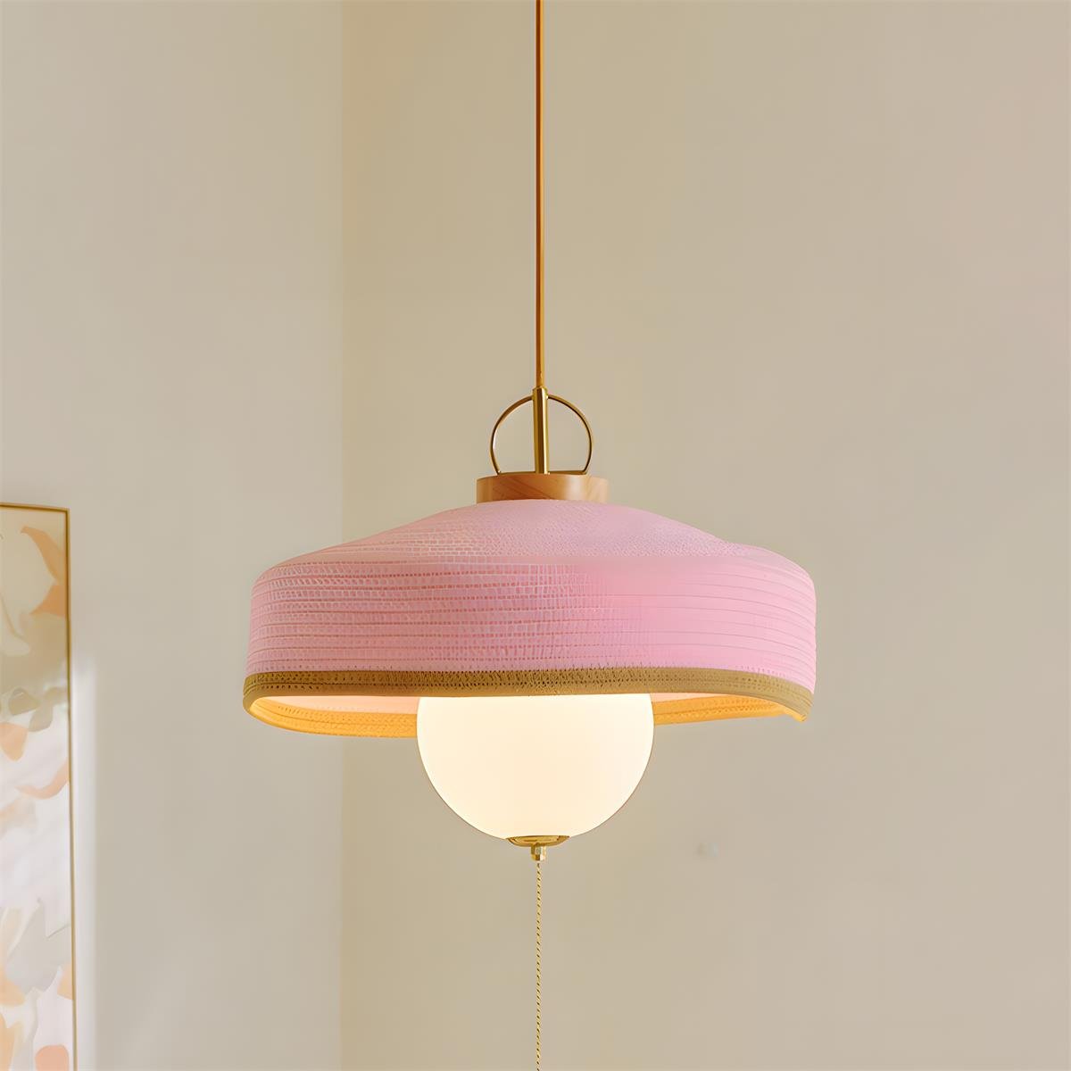 Woven Drum Globe Pendant Lamp