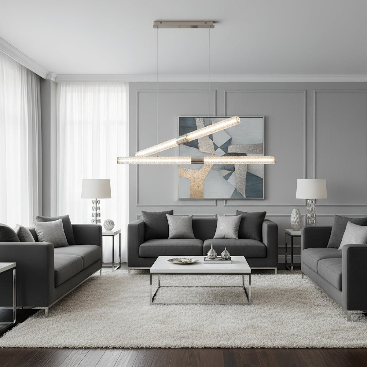 Crystal Stream Linear Pendant Lamp