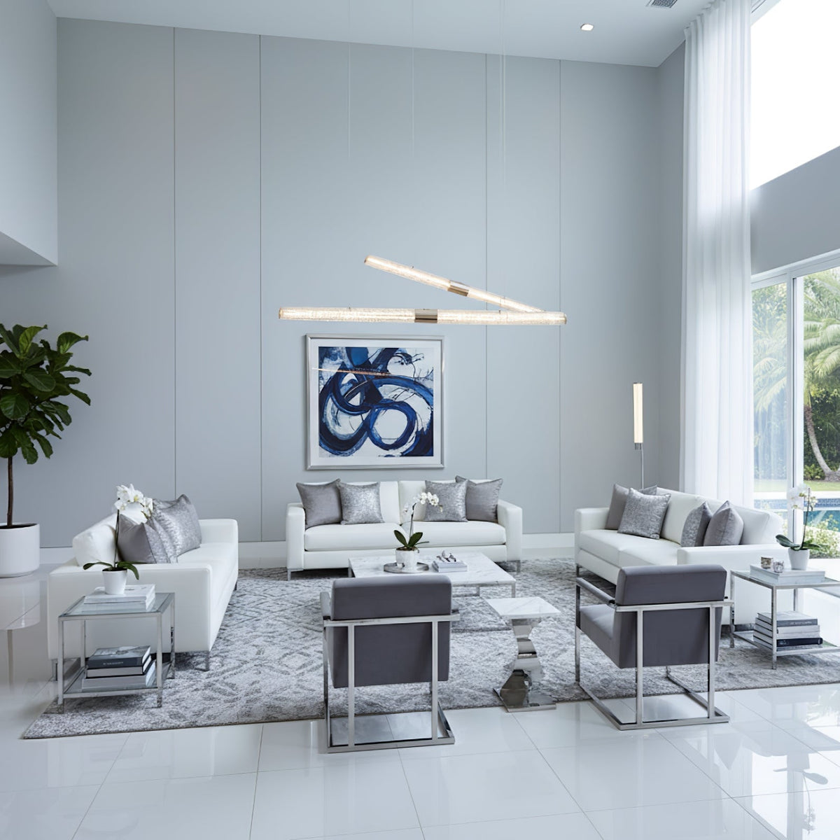 Crystal Stream Linear Pendant Lamp