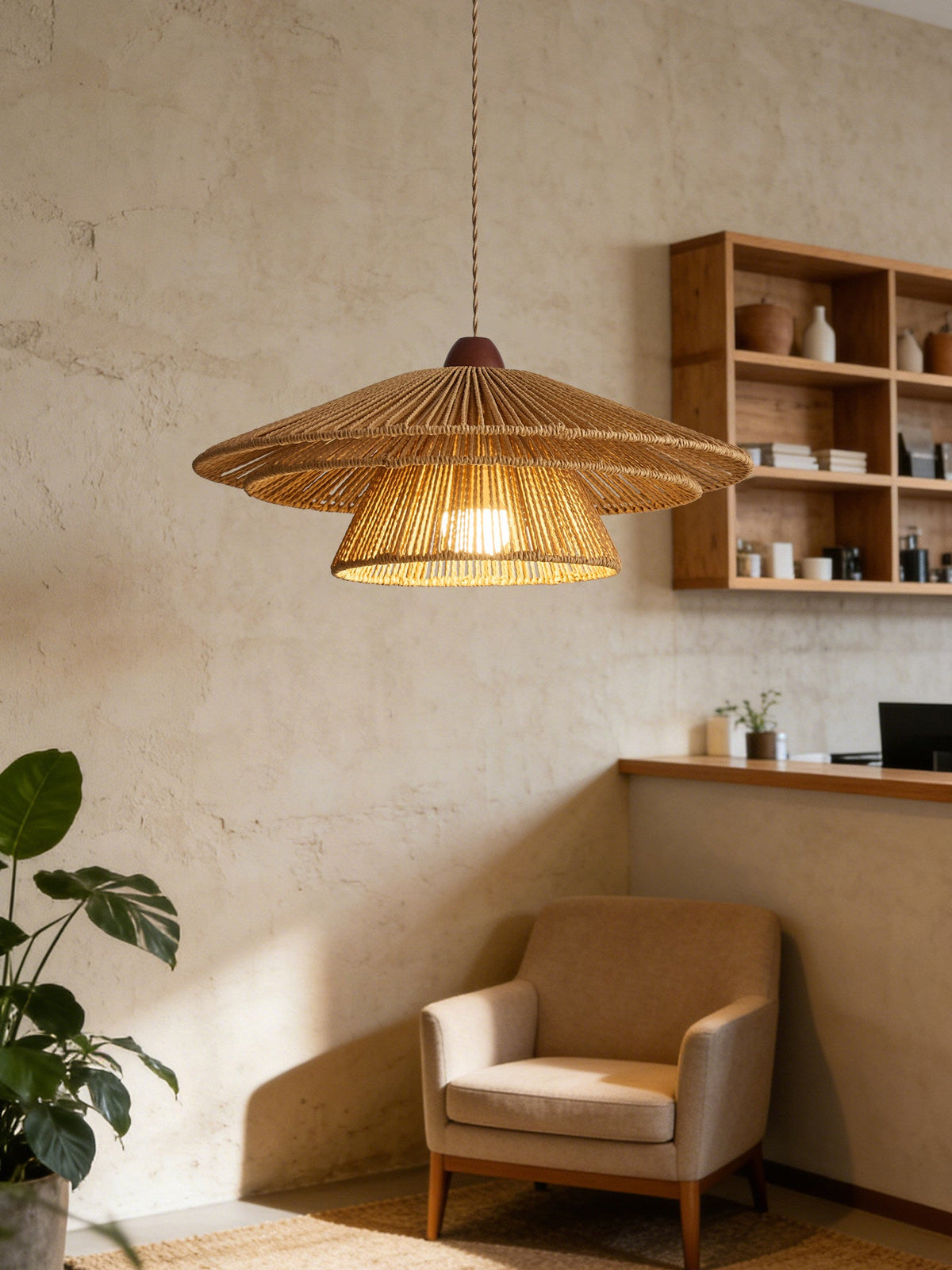 Avelora Paper Rattan Pendant Light