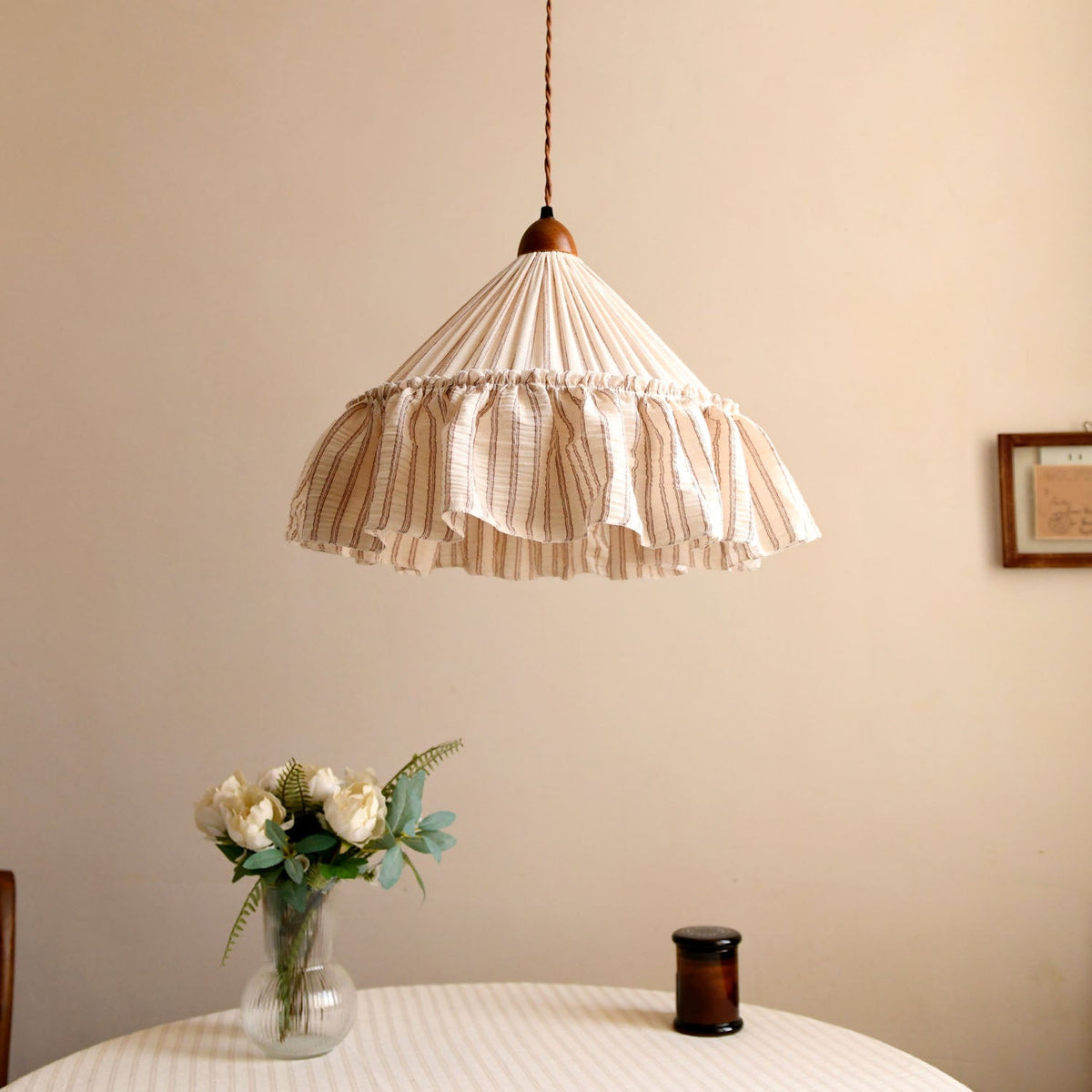 Linden Ruffled Stripe Pendant Light
