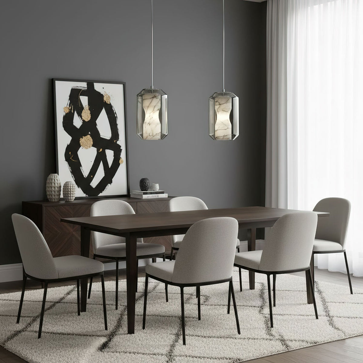 Alabaster Glass Cylinder Pendant Light