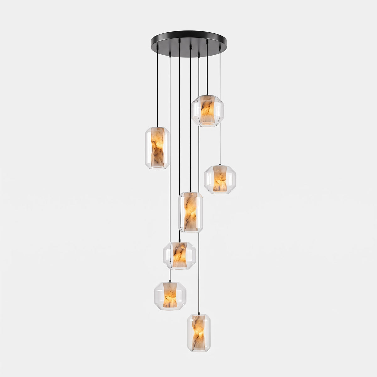 Alabaster Glass Cylinder Pendant Light