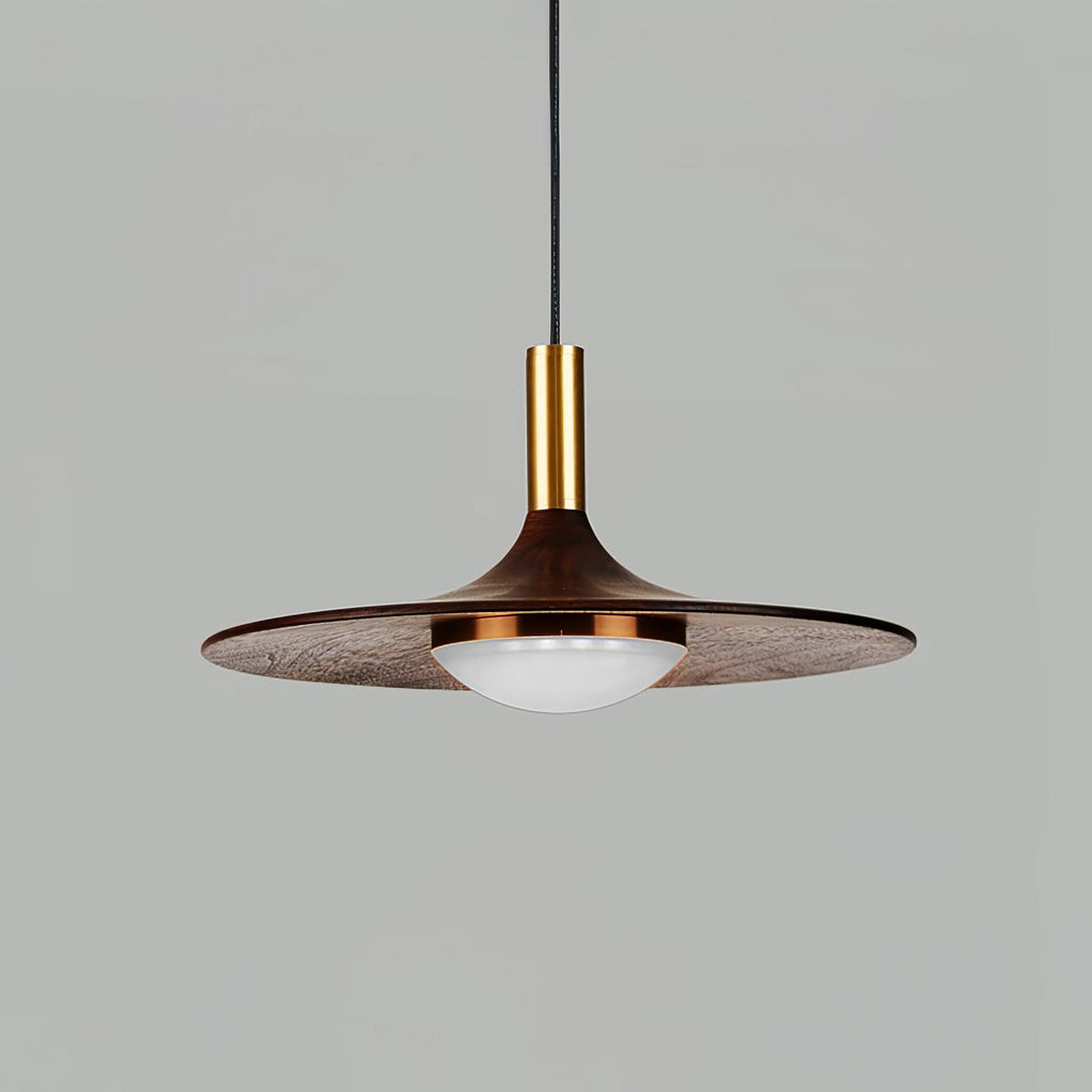 Walnut Wood Dish Pendant Light