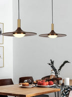 Walnut Wood Dish Pendant Light