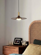 Walnut Wood Dish Pendant Light