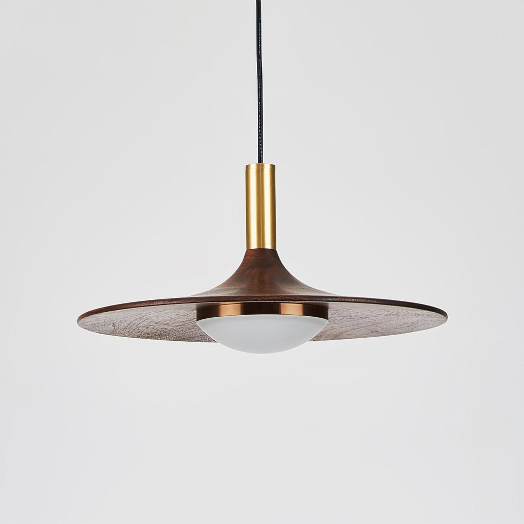 Walnut Wood Dish Pendant Light