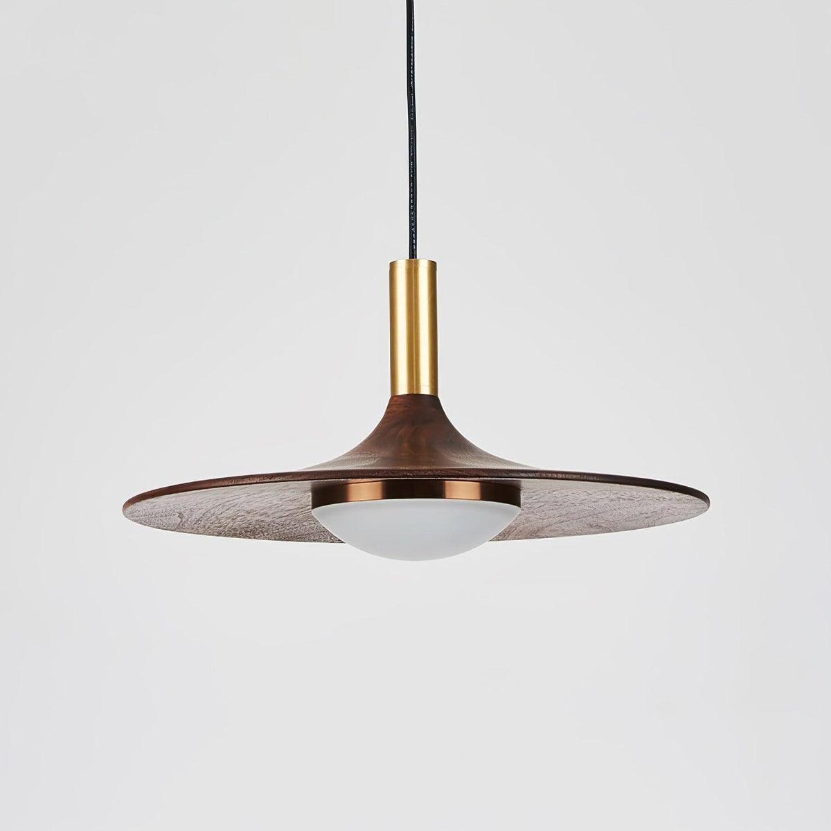 Walnut Wood Dish Pendant Light