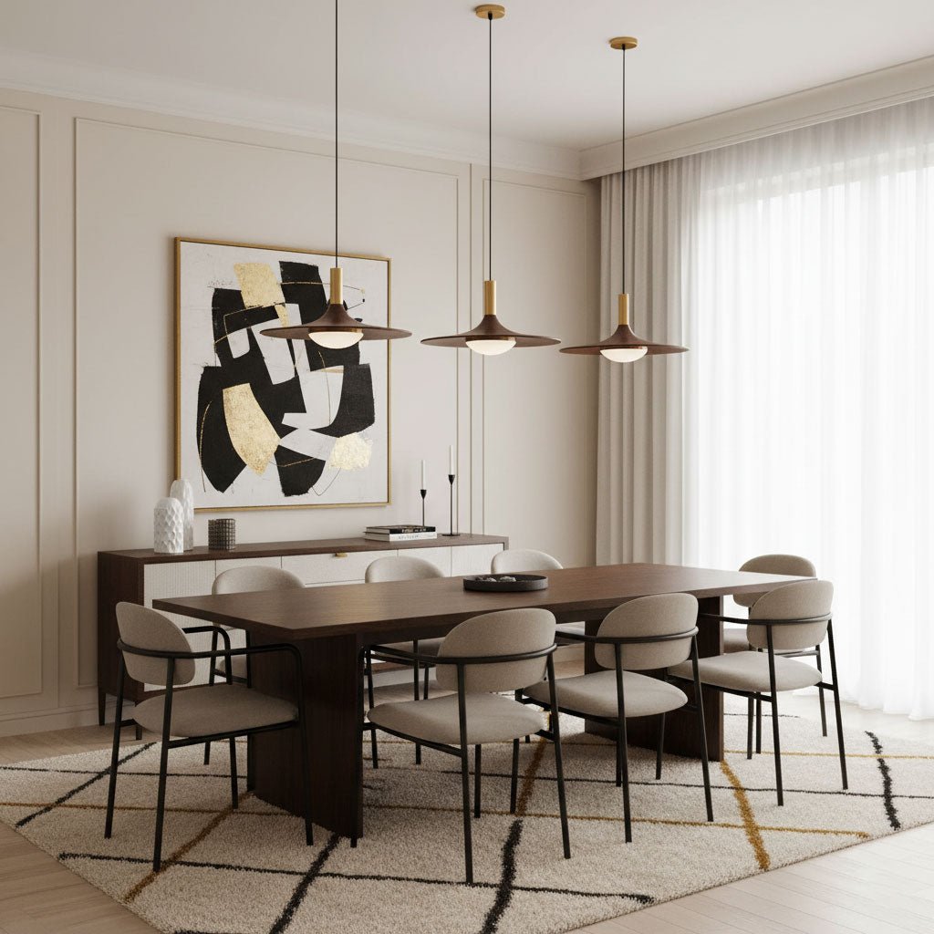 Walnut Wood Dish Pendant Light