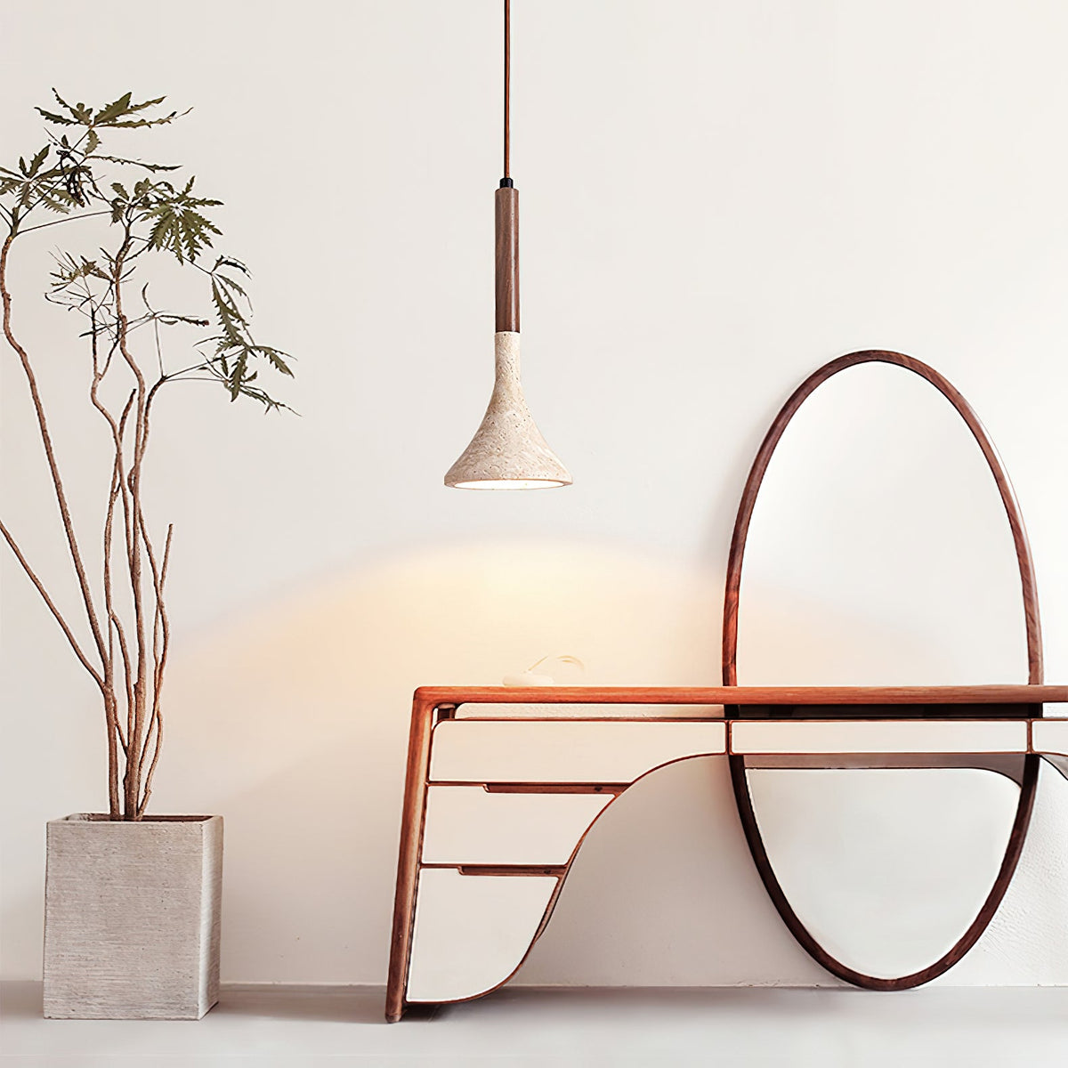 Verano Travertine Cone Pendant Light