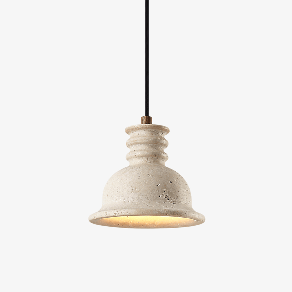 Travertine Ribbed Dome Pendant Light