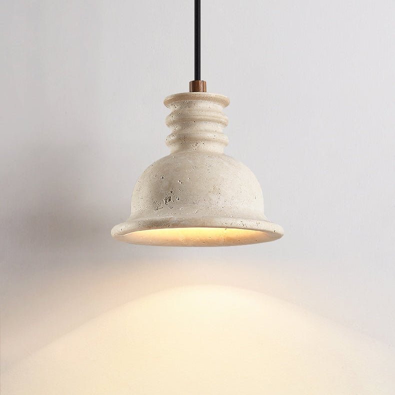 Travertine Ribbed Dome Pendant Light