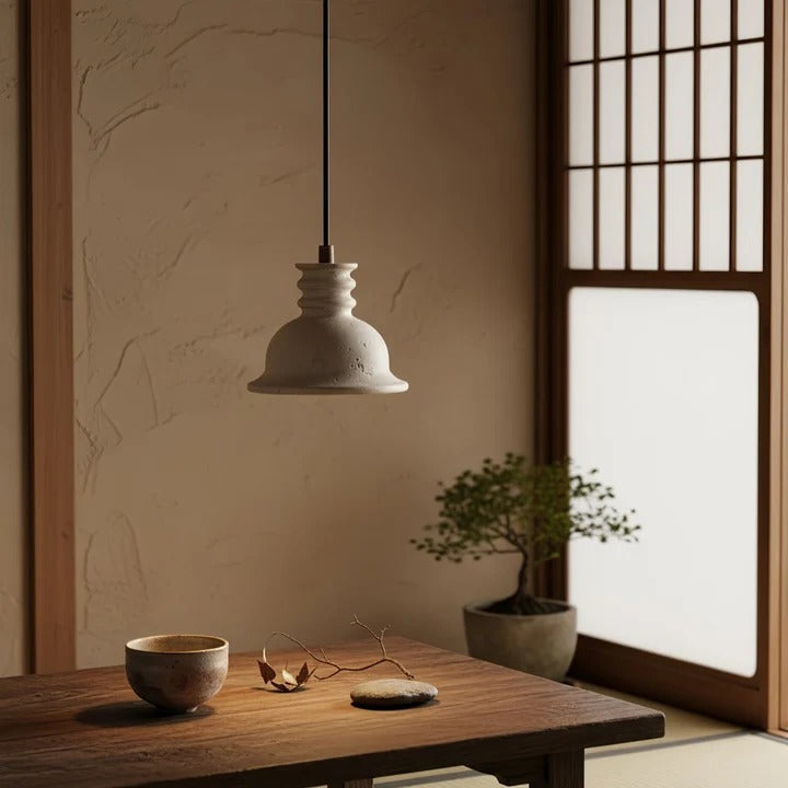 Travertine Ribbed Dome Pendant Light