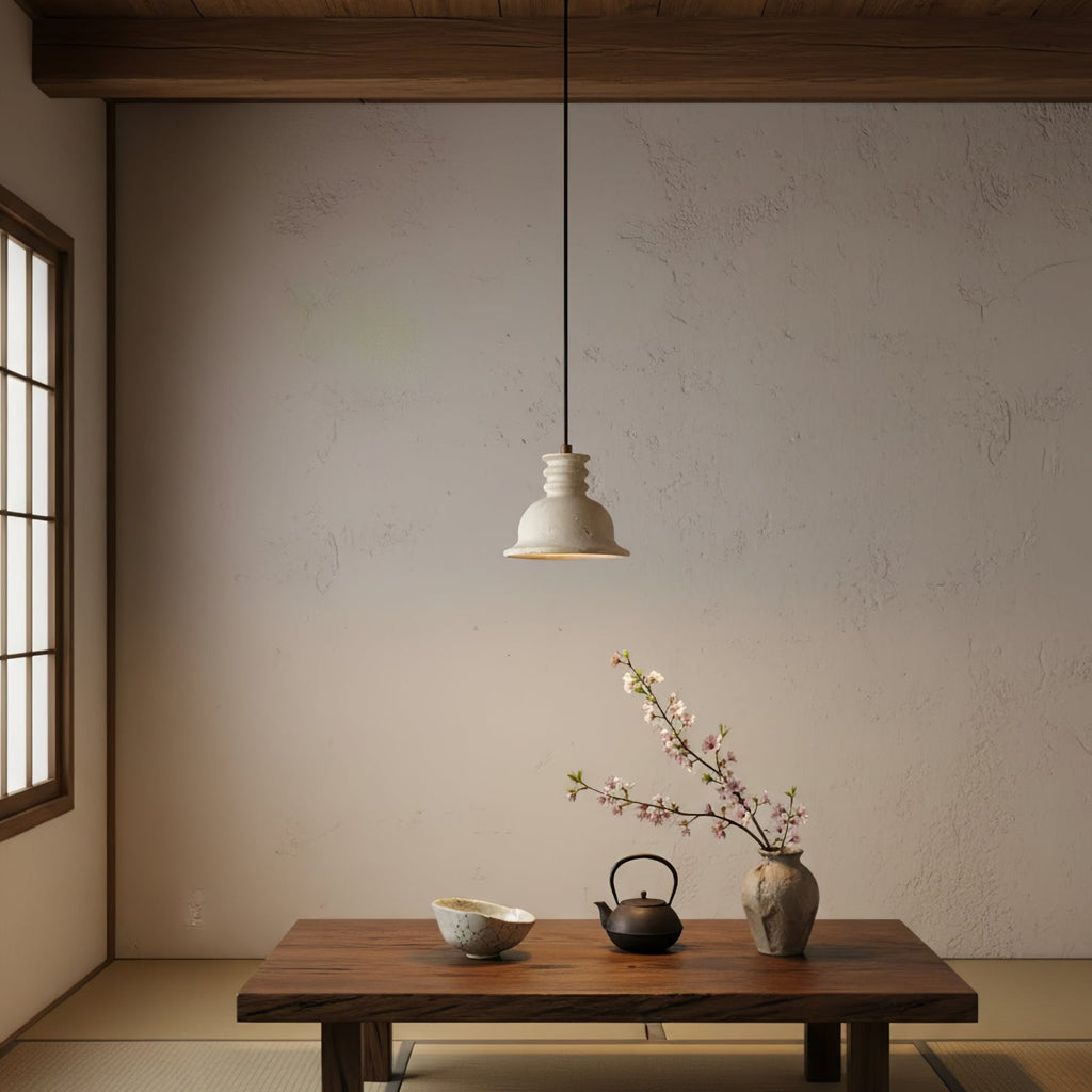 Travertine Ribbed Dome Pendant Light