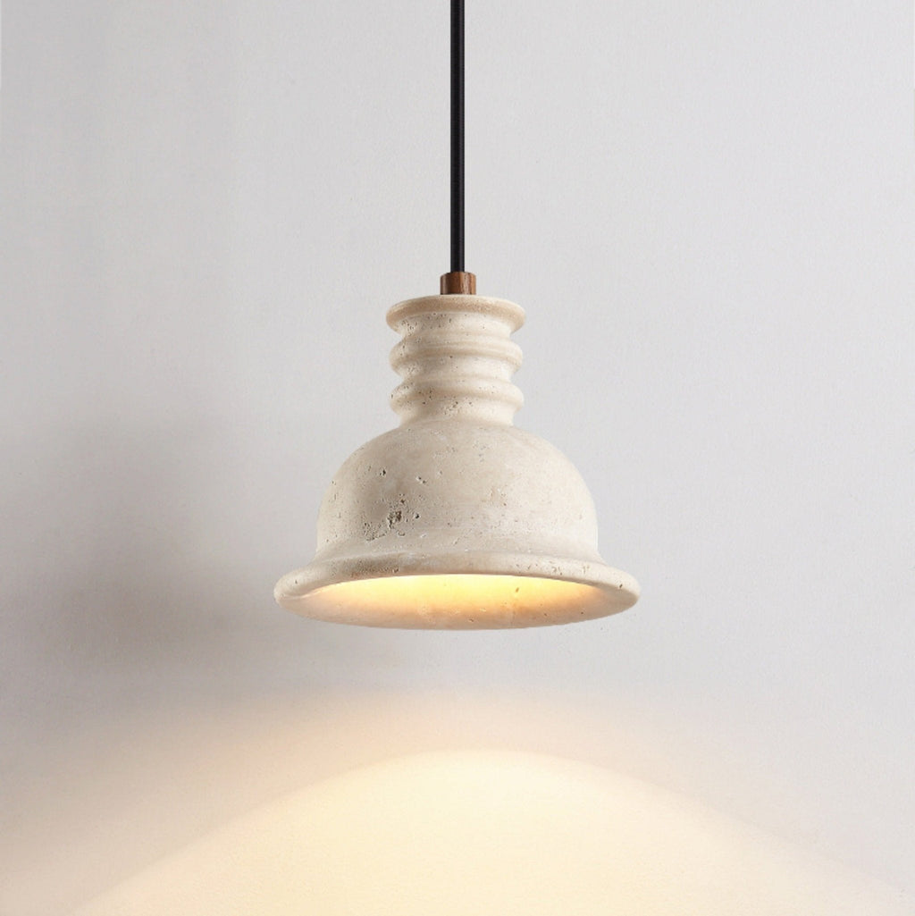 Travertine Ribbed Dome Pendant Light