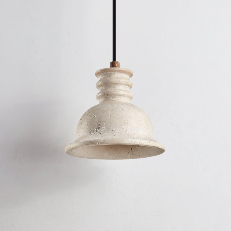 Travertine Ribbed Dome Pendant Light