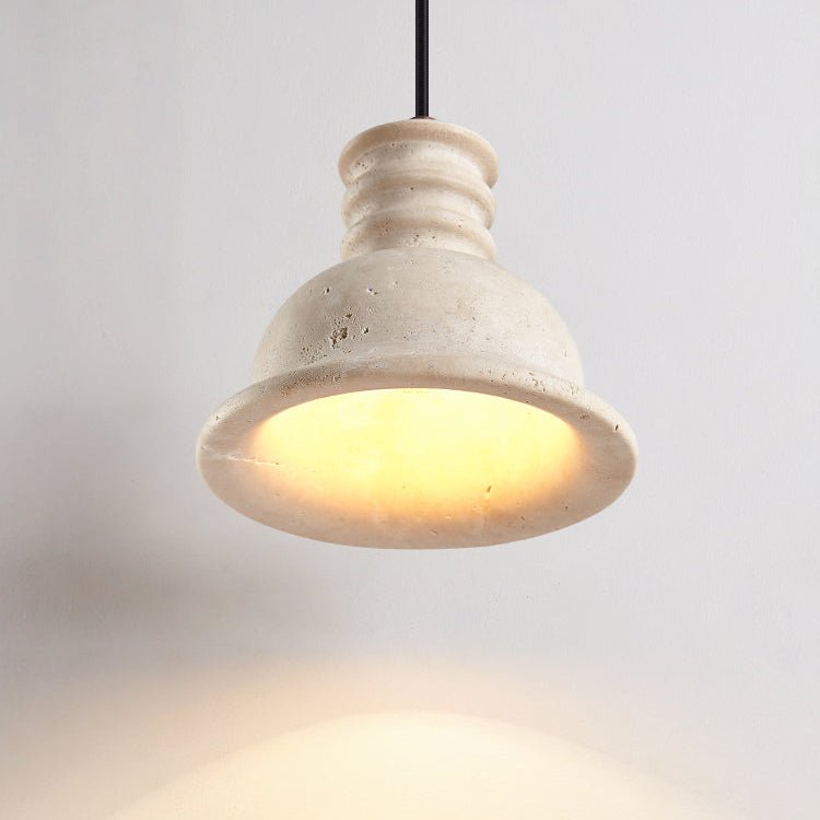 Travertine Ribbed Dome Pendant Light