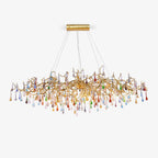 Colorful Raindrop Brass Branch Chandelier