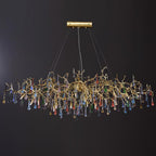 Colorful Raindrop Brass Branch Chandelier