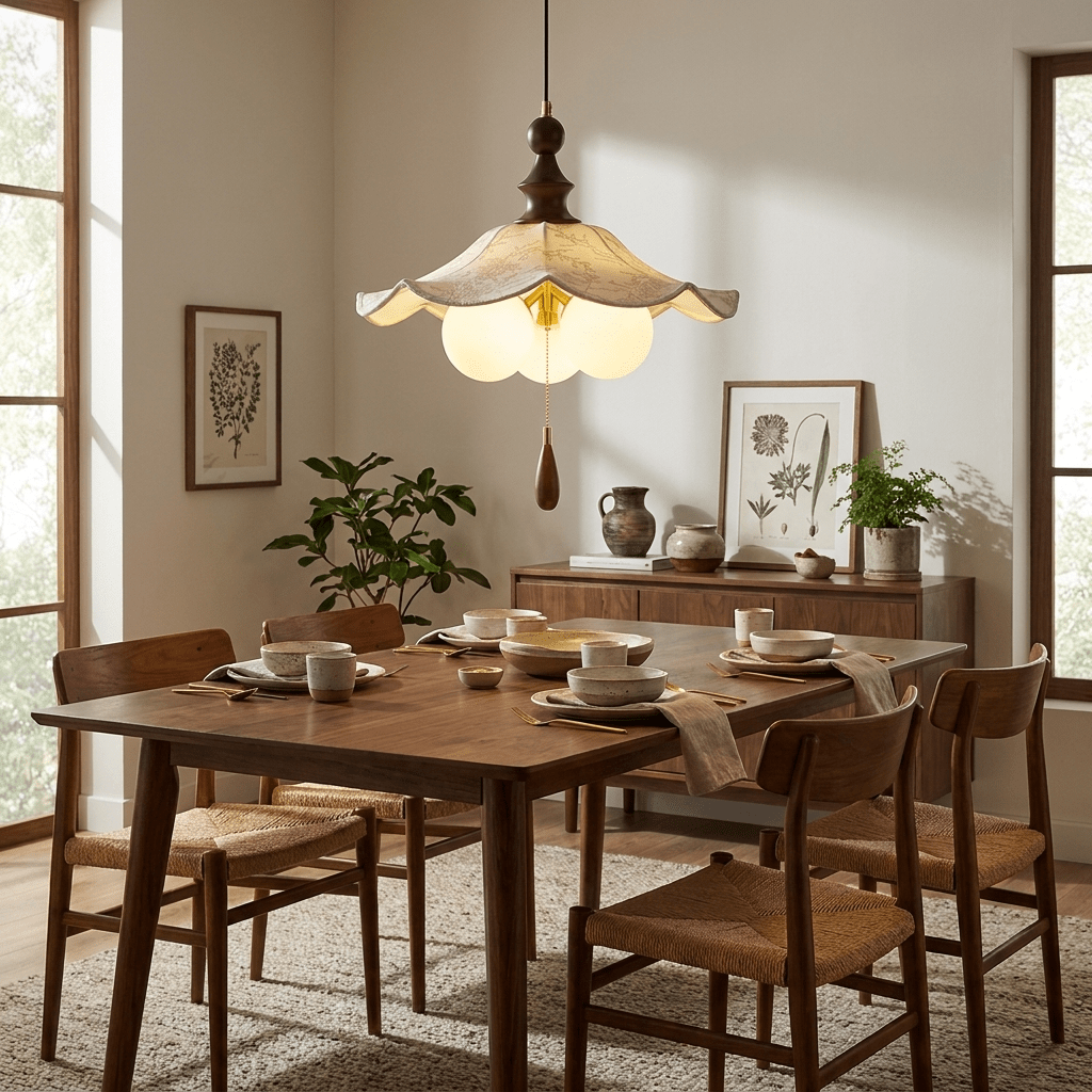 Vintage Scalloped Floral Pendant Light