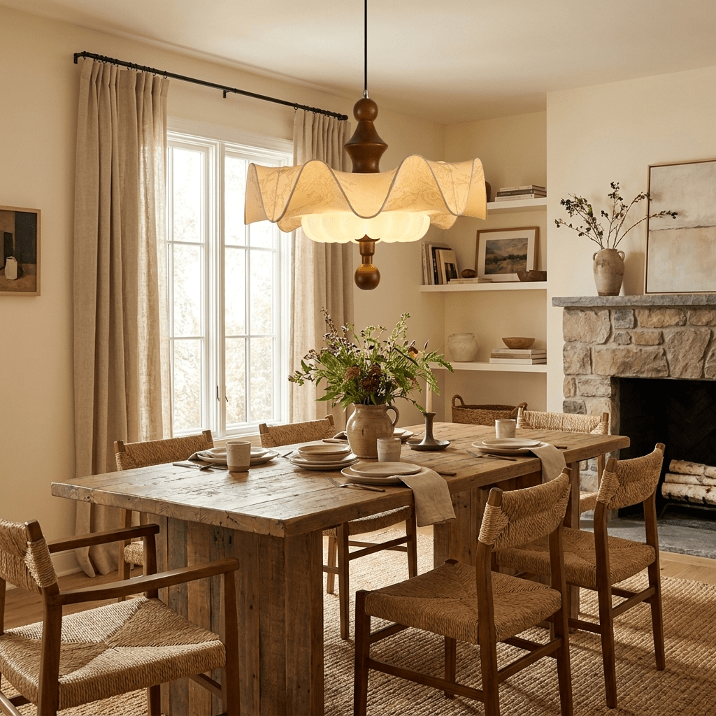 Willow Whisper Scalloped Pendant Lamp