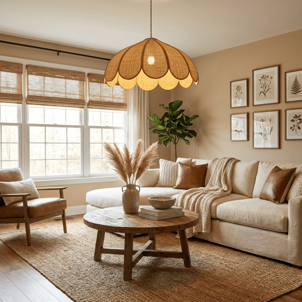 Flora Hemp Rope Flower Pendant Light