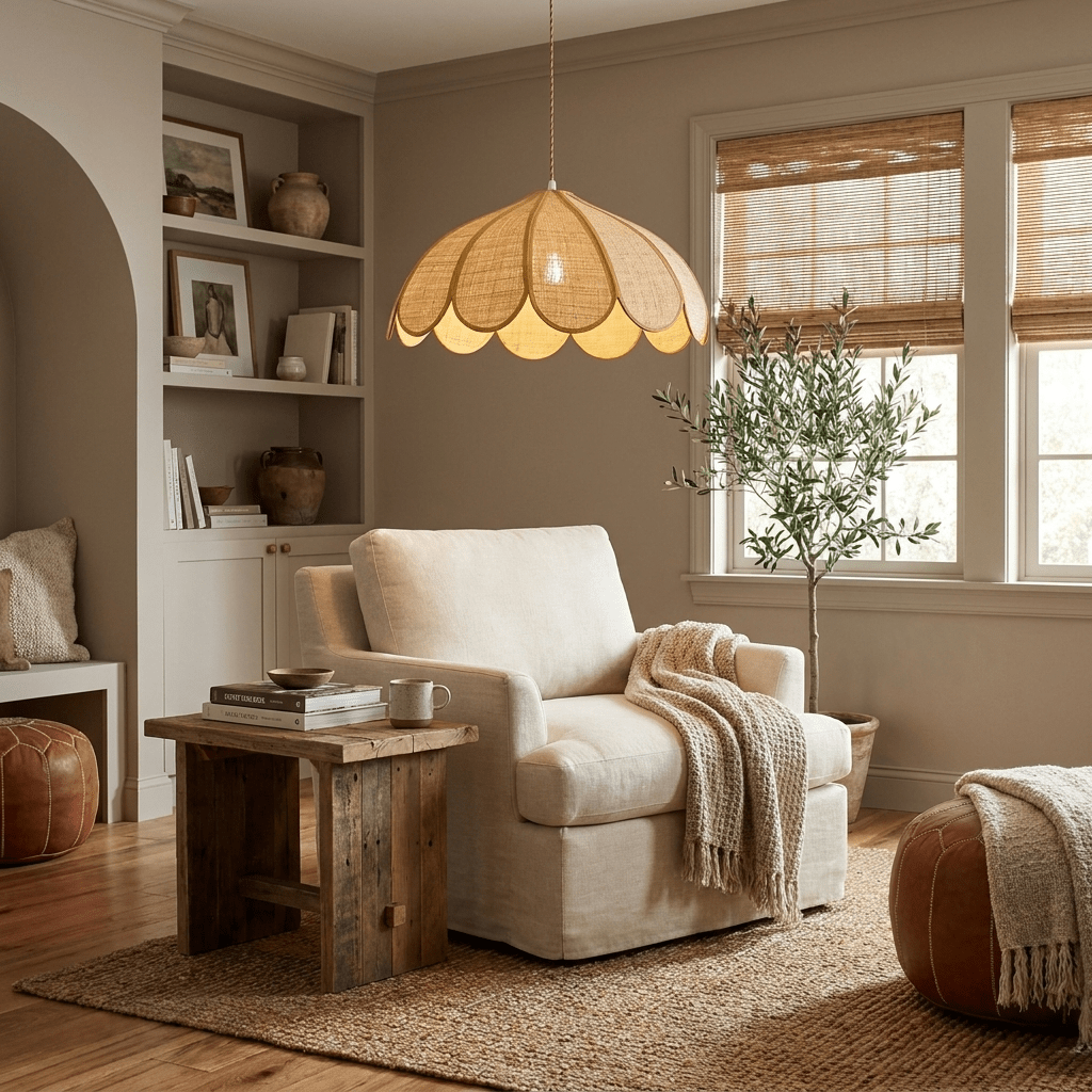 Flora Hemp Rope Flower Pendant Light
