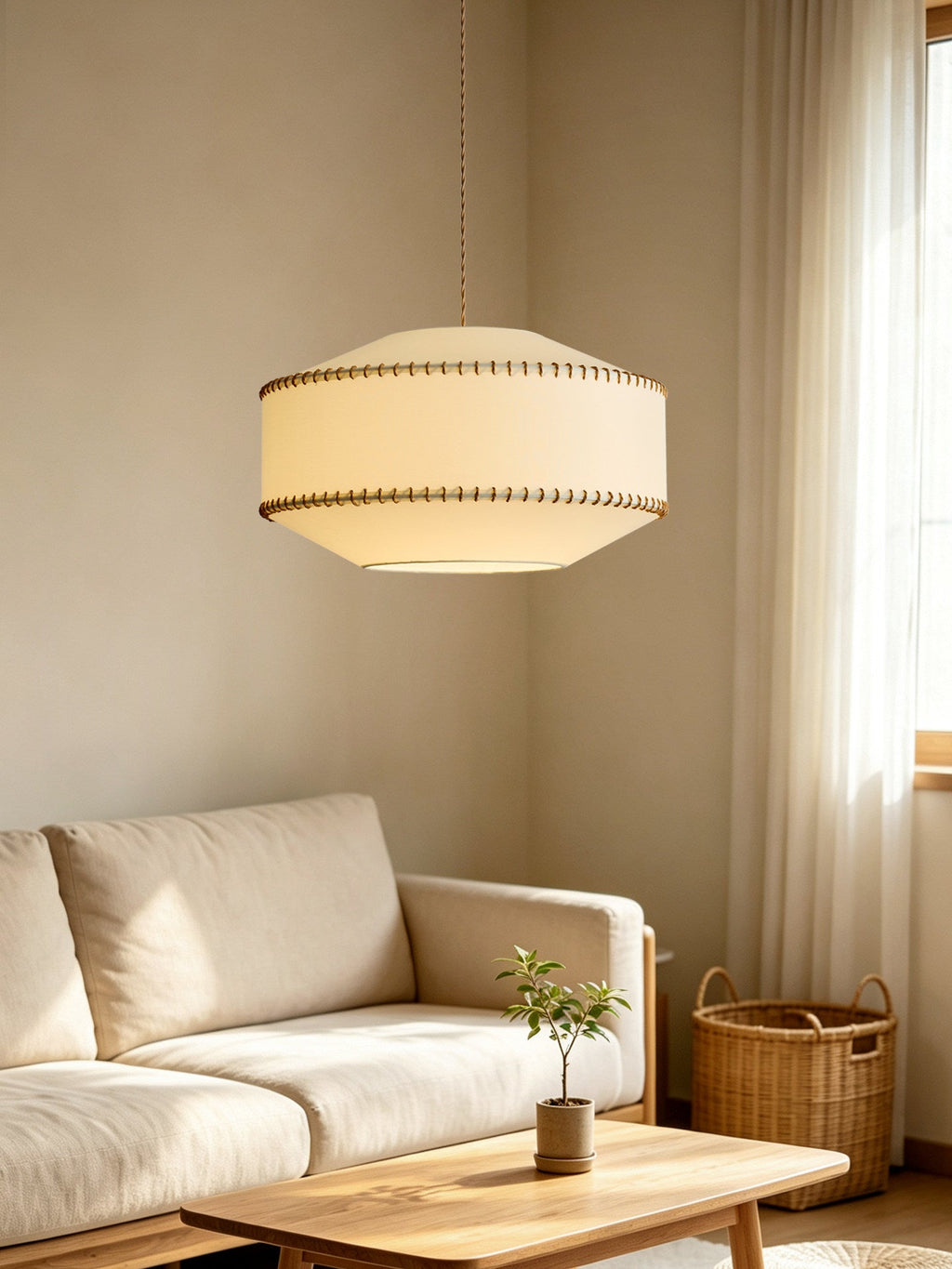 Aveline Stitched Fabric Pendant Light