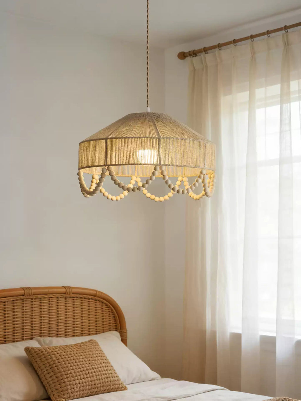 Jute Bead Garland Pendant Lamp