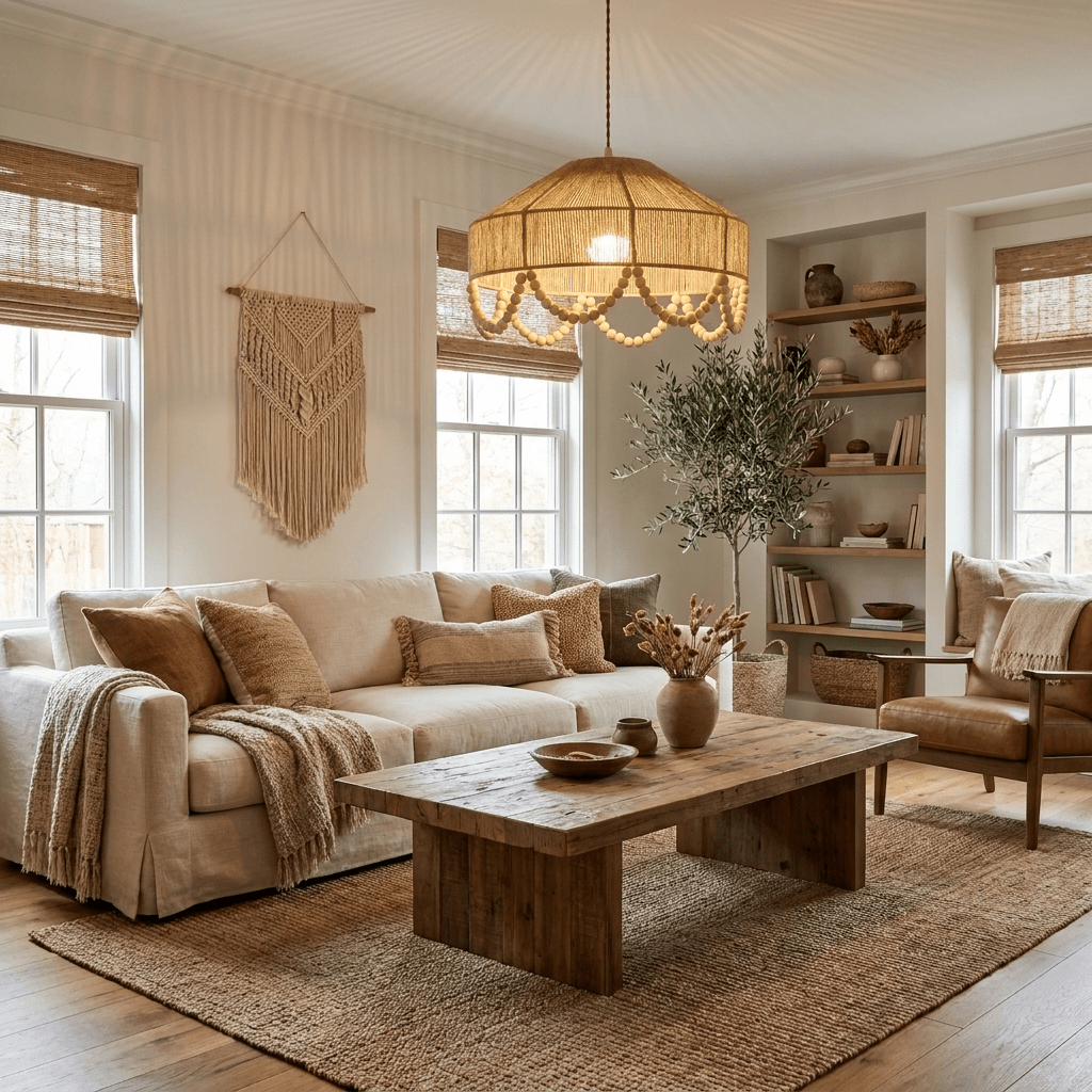 Jute Bead Garland Pendant Lamp