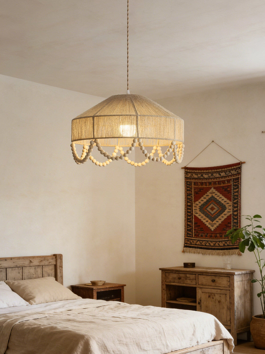 Jute Bead Garland Pendant Lamp