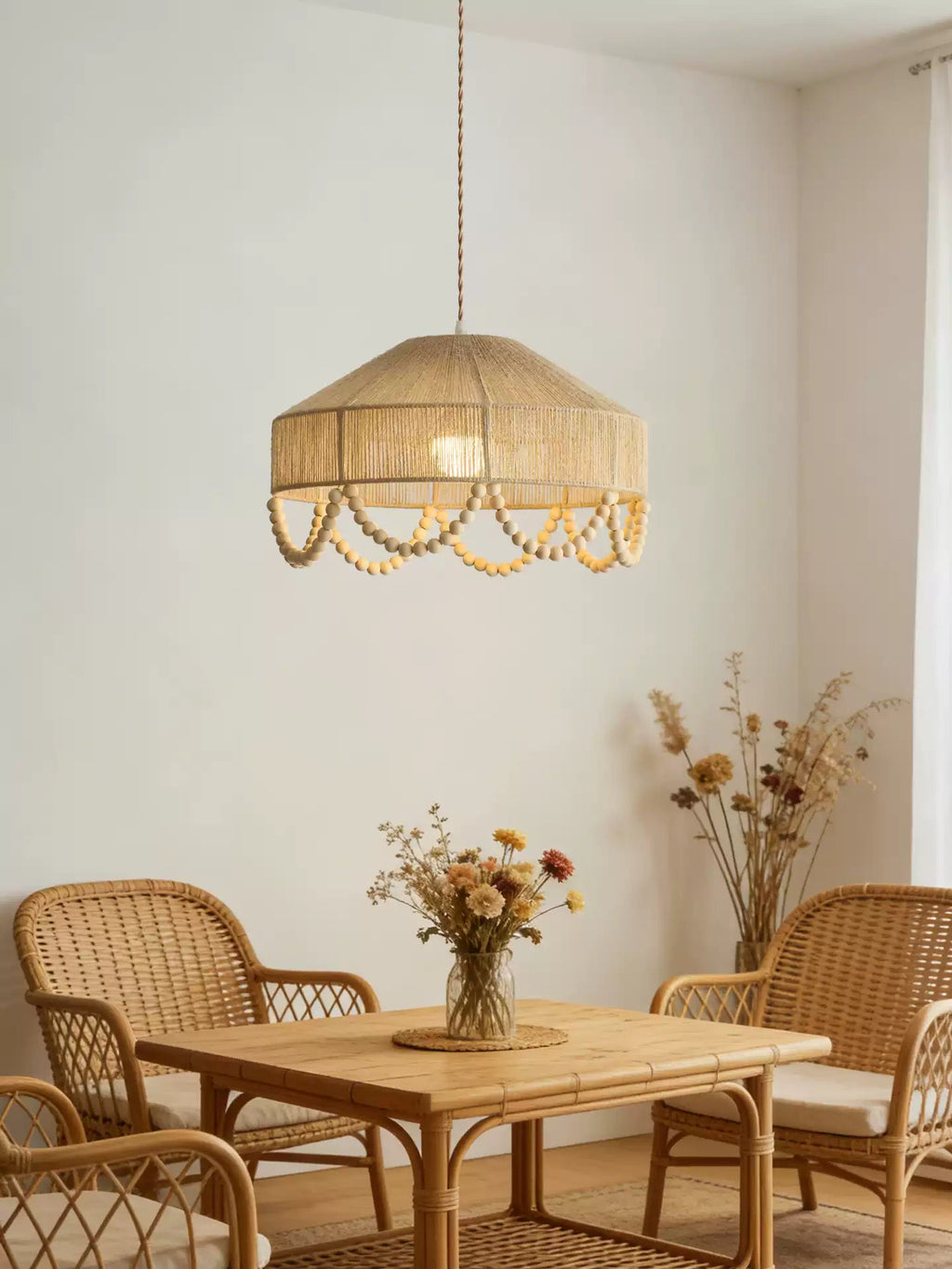 Jute Bead Garland Pendant Lamp