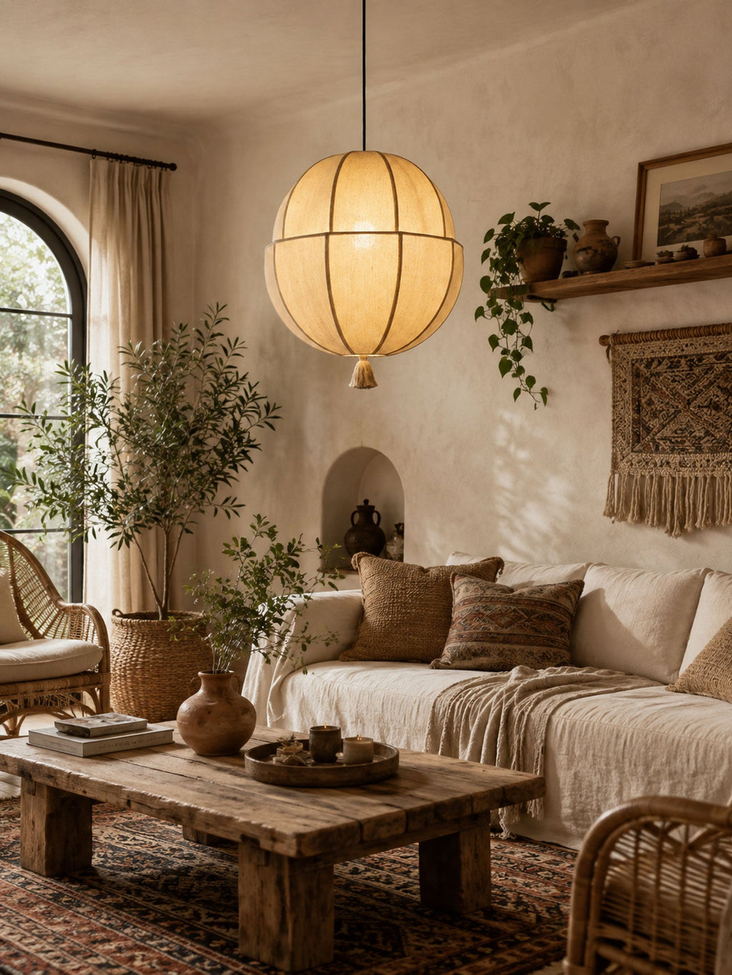 Celene Fabric Lantern Pendant Light