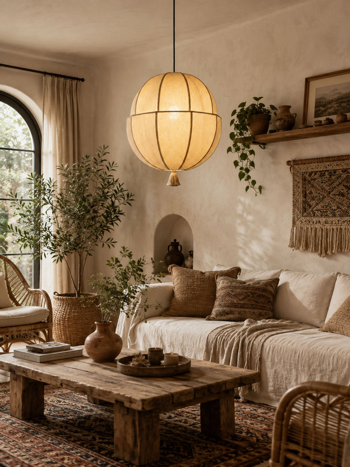 Celene Fabric Lantern Pendant Light