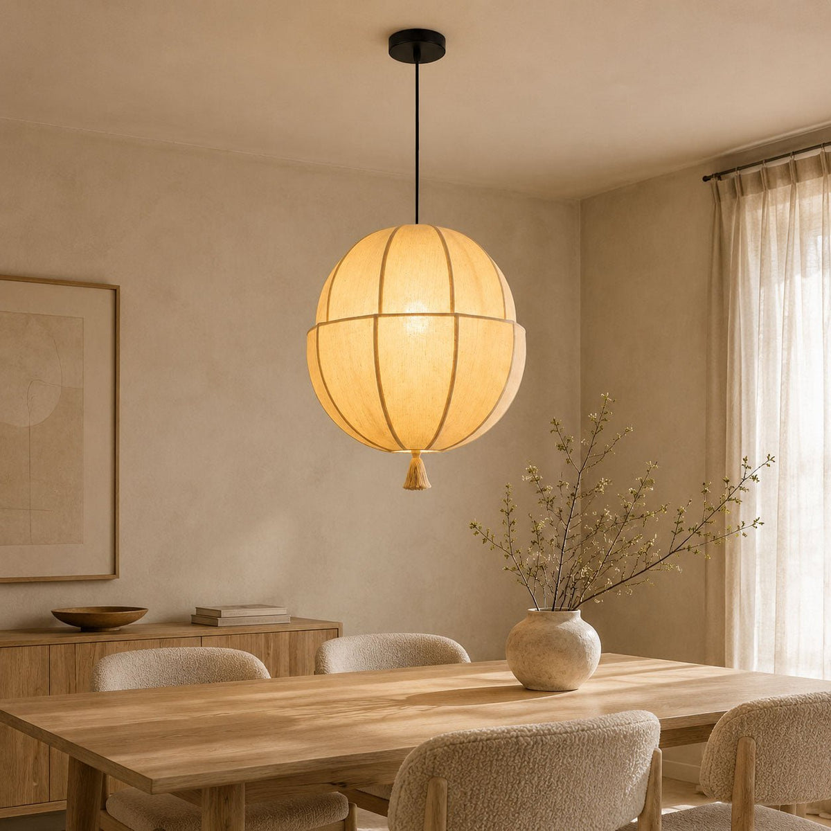 Celene Fabric Lantern Pendant Light