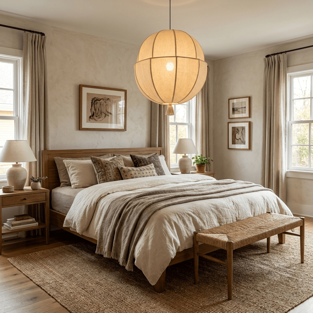Celene Fabric Lantern Pendant Light