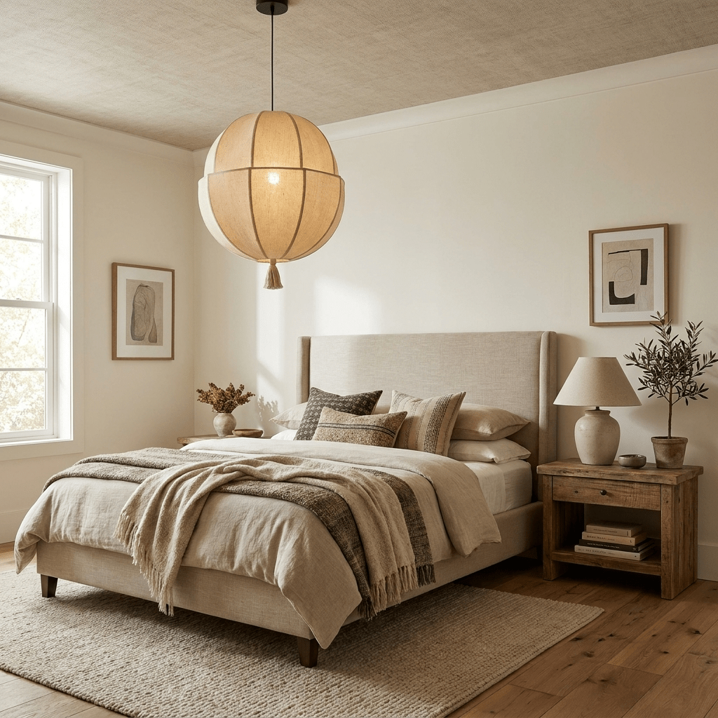 Celene Fabric Lantern Pendant Light