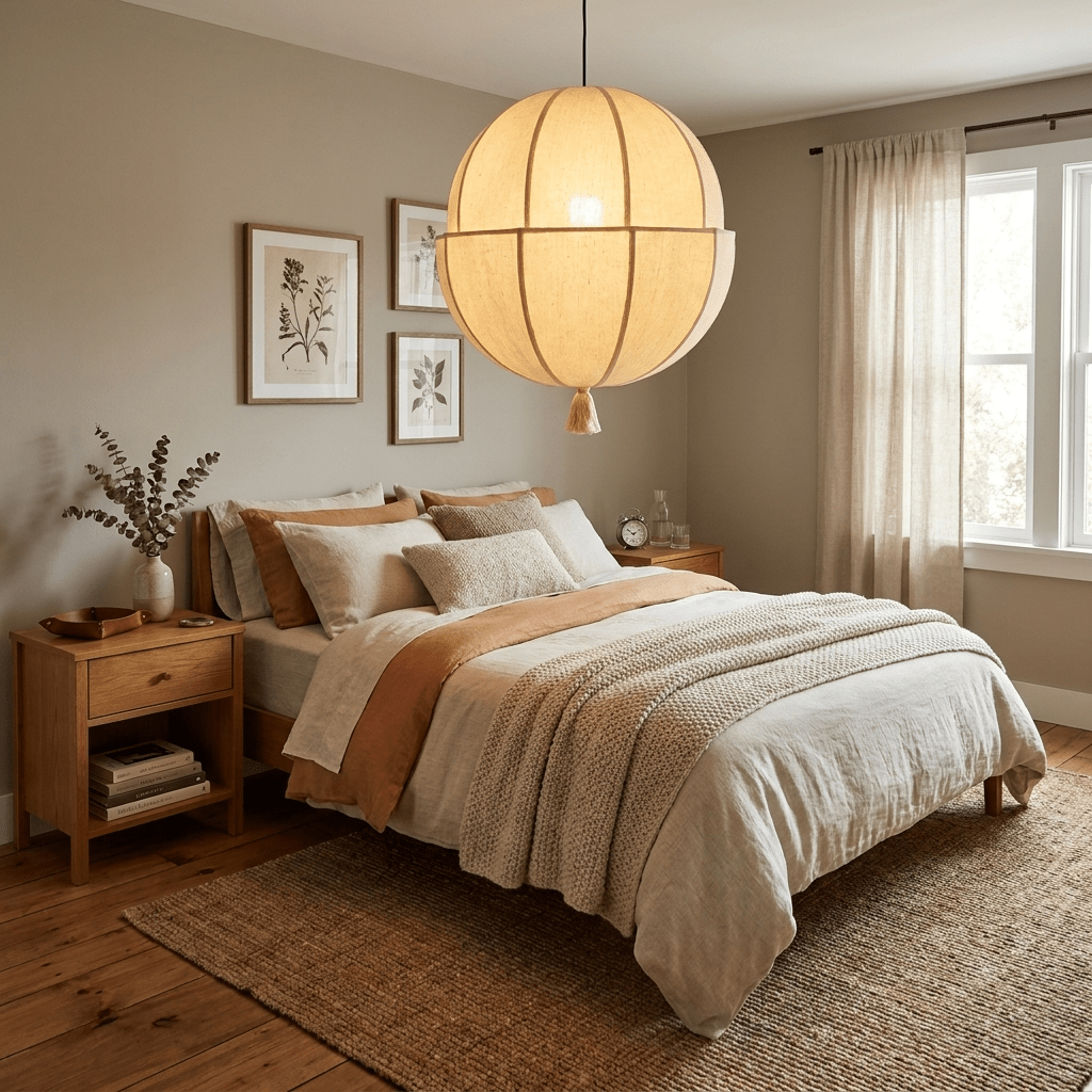 Celene Fabric Lantern Pendant Light