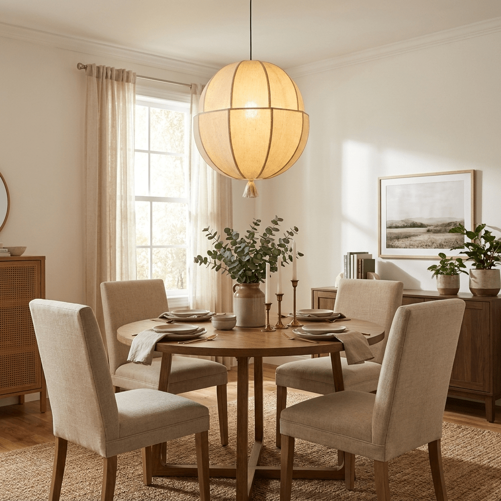 Celene Fabric Lantern Pendant Light