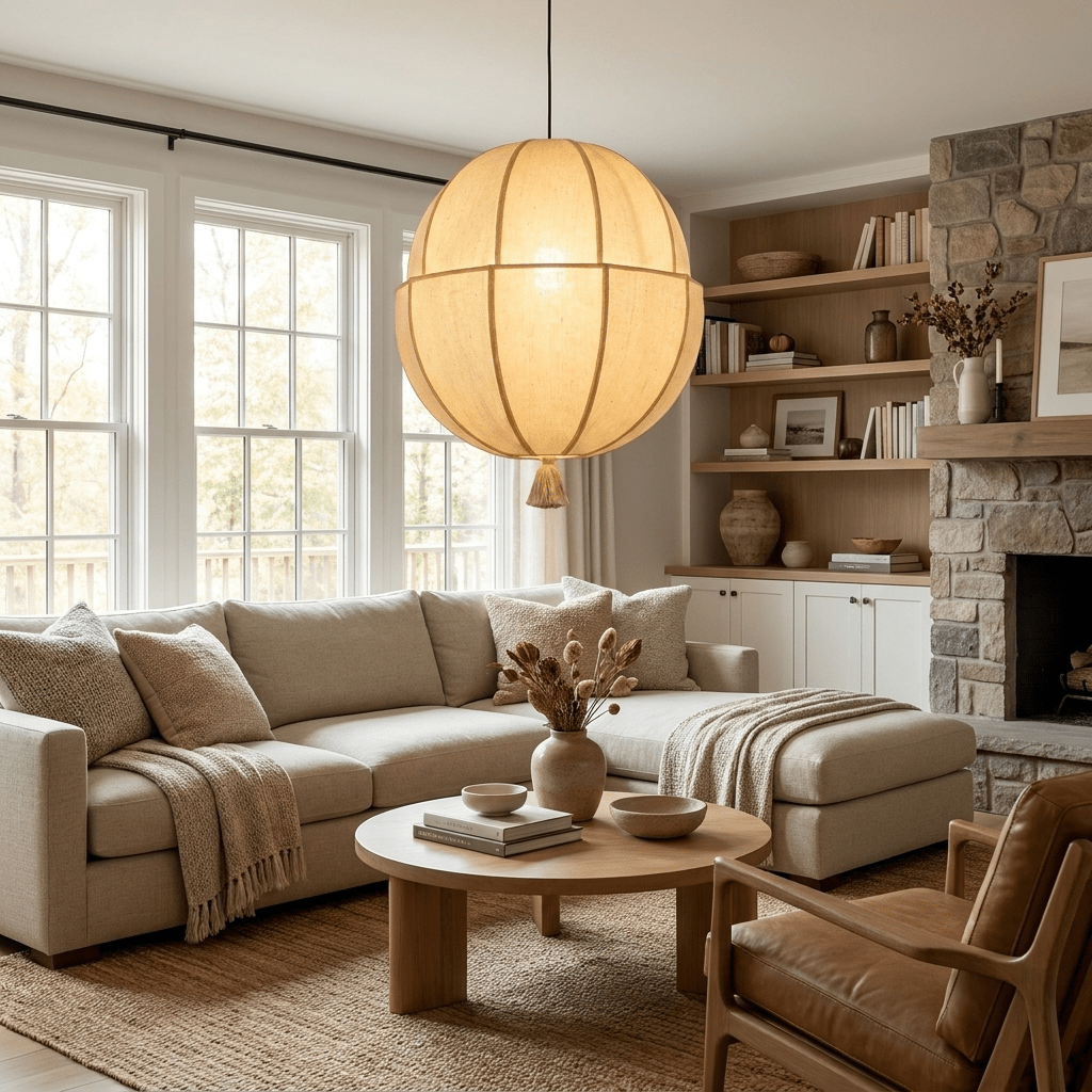 Celene Fabric Lantern Pendant Light