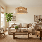 Jute Fringe Drum Pendant Lamp