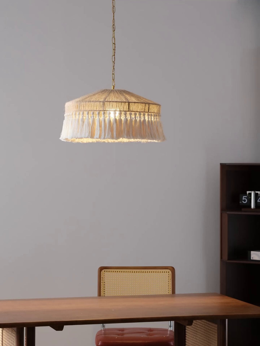 Jute Fringe Drum Pendant Lamp