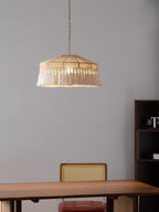 Jute Fringe Drum Pendant Lamp