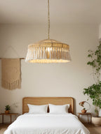 Jute Fringe Drum Pendant Lamp