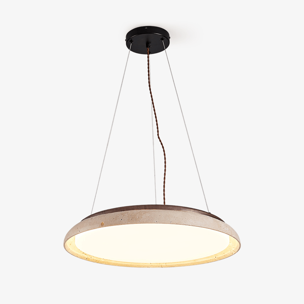 Lunar Disc Travertine Pendant Lamp