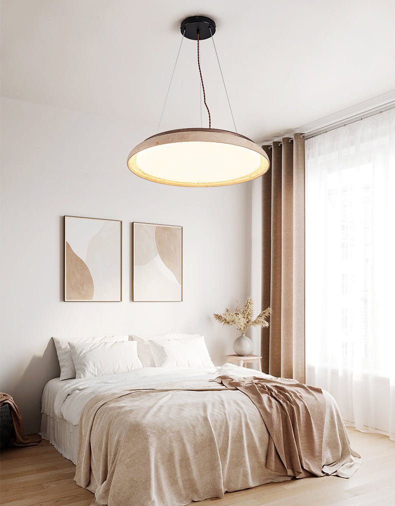 Lunar Disc Travertine Pendant Lamp