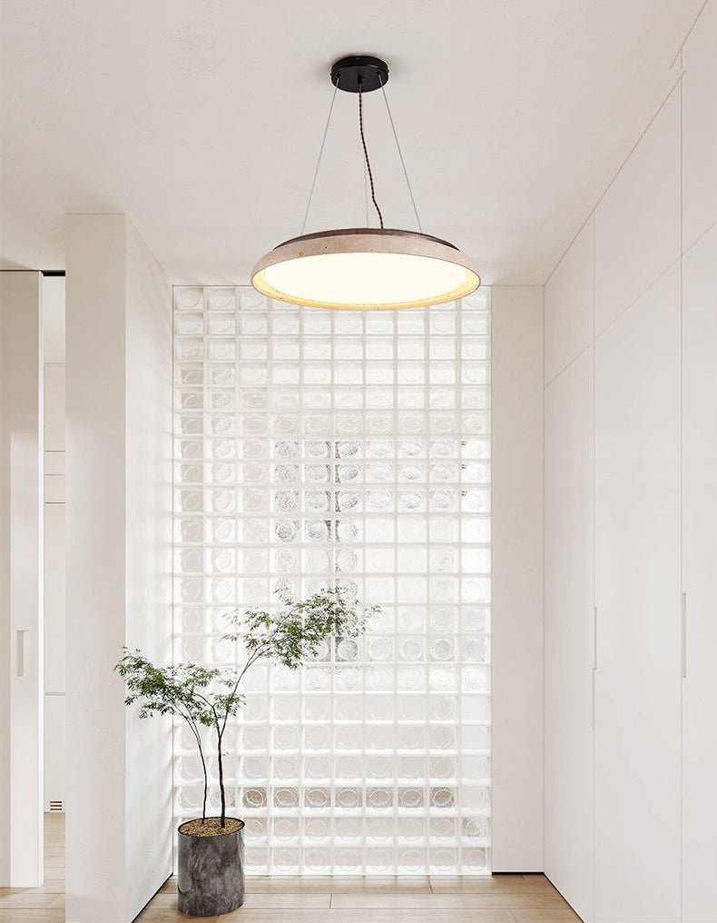 Lunar Disc Travertine Pendant Lamp